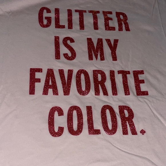 kate spade Pink Graphic Short Sleeve Tee - Glitter Lettering - Picture 2 of 4